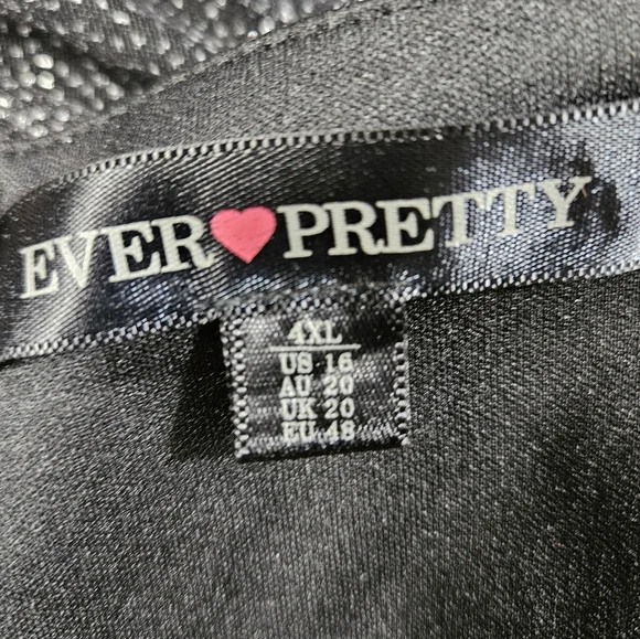 Ever Pretty Black Glittery Tulle Maxi Gown Size 4XL Spaghetti Strap Formal Dress - Picture 14 of 16